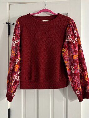 Anthropologie Porridge Mixed Media Floral Top - Medium